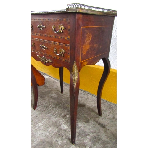 27 - Twin Drawer Inlaid Side Cabinet Rosewood with Three Quarter Brass Gallery Above Shaped Supports Ormo... 