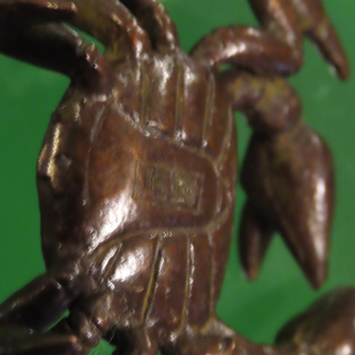 270 - Japanese Bronze Figure of Crab with Characters to Base Approximately 5cm Wide