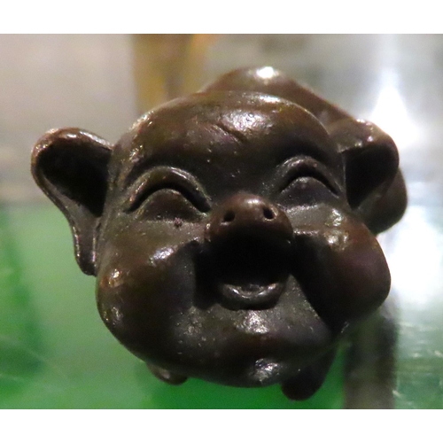 272 - Oriental School Bronze Figure Smiling Pig Approximately 4cm Wide