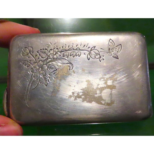 Silver Cigarette Case Gilded Interior Engraved Detailing Approximately 9cm Wide
