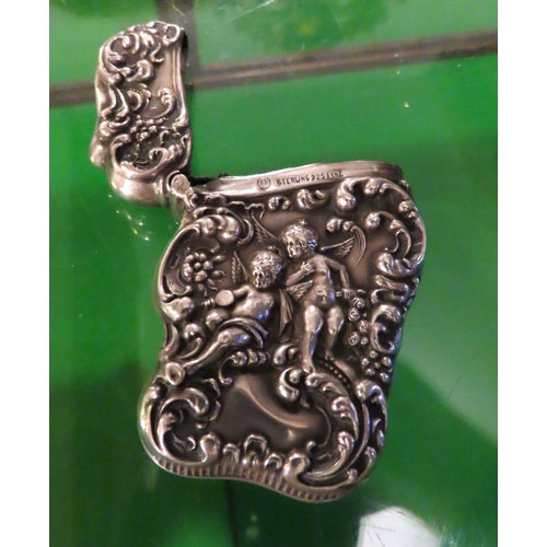 277 - George III Rococo Silver Card Case Hinged Cover Cherub Motif Detailing Approximately 7cm High