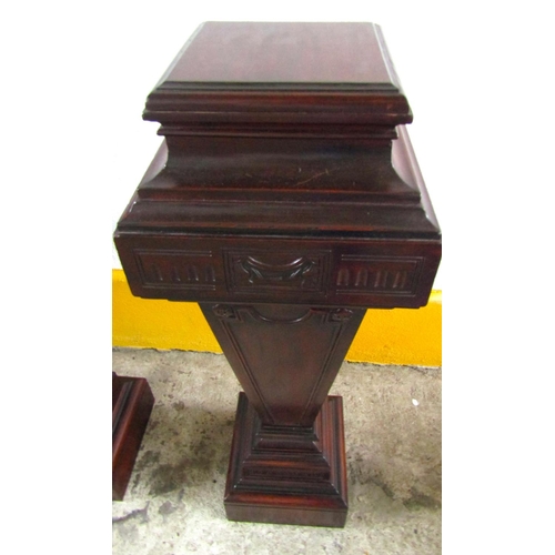 28 - Pair of Mahogany Adams Form Stands Tapered to Waist Each Approximately 36 Inches High