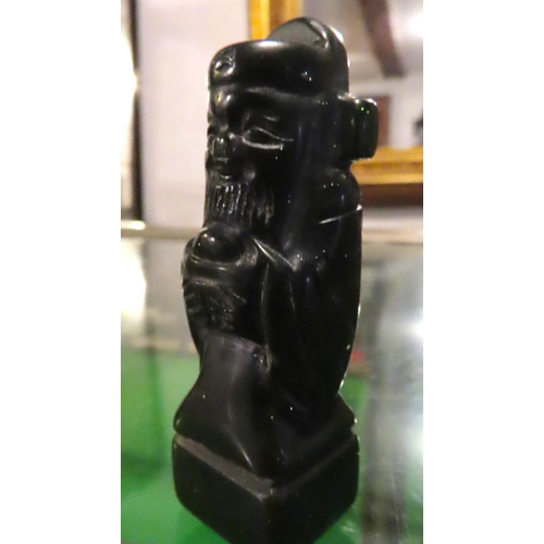 284 - Unusual Carved Jade Chess Piece Oriental with Chess Piece Approximately 5cm High