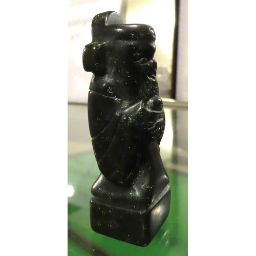 284 - Unusual Carved Jade Chess Piece Oriental with Chess Piece Approximately 5cm High