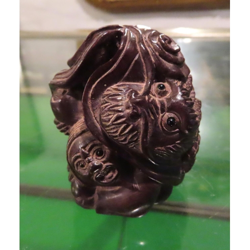 285 - Japanese Carved Netsuke Figure Signed with Characters Inset to Base Approximately 4cm High