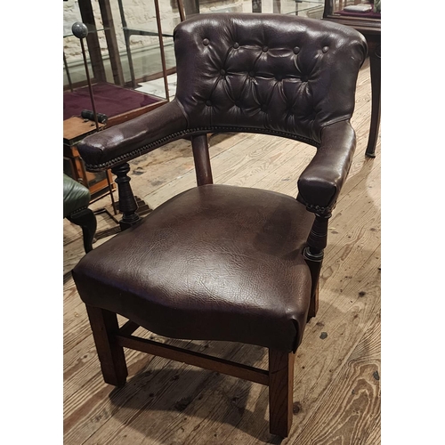 293 - Tan Leather Deep Buttoned Upholstered George III Captain's Chair