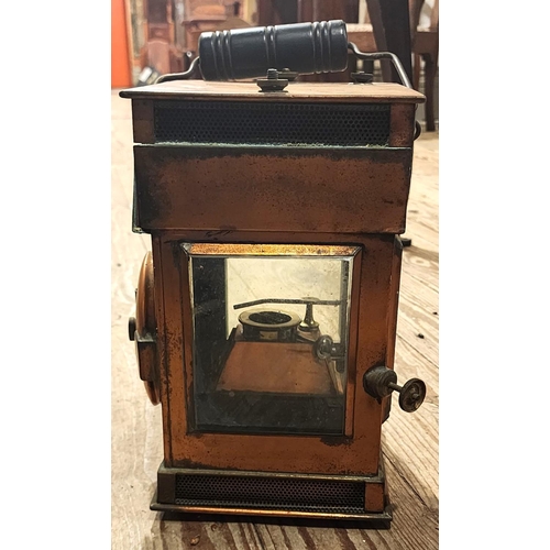 295 - Griffiths & Browetal 1901 Copper Storm Lantern Complete with Carry Handle Approximately 12 Inches Hi... 