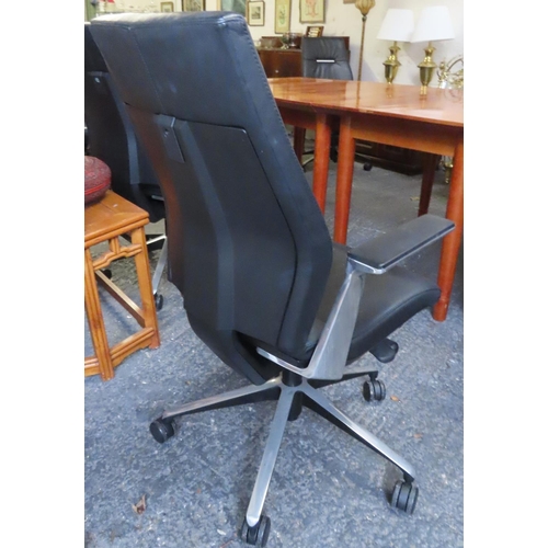 3 - Good Quality Modern Leather Upholstered Boardroom or Office Armchair Swivel Base Good Condition