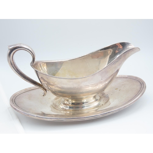 303 - American Silver Plated Sauce Boat with Integral Rest Approximately 8 Inches Wide