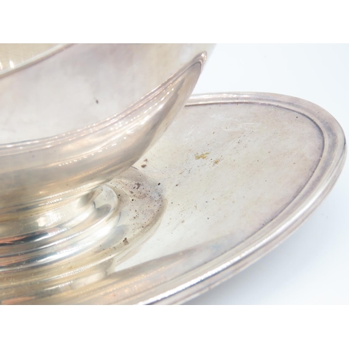 303 - American Silver Plated Sauce Boat with Integral Rest Approximately 8 Inches Wide