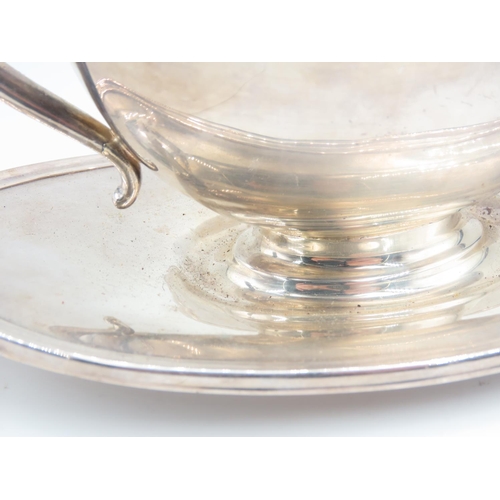 303 - American Silver Plated Sauce Boat with Integral Rest Approximately 8 Inches Wide