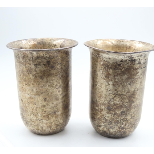 307 - Pair of Silver Beakers Each Approximately 4 Inches High Restrained Form Each Approximately 12cms Hig... 