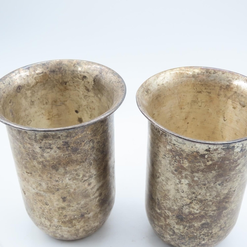 307 - Pair of Silver Beakers Each Approximately 4 Inches High Restrained Form Each Approximately 12cms Hig... 