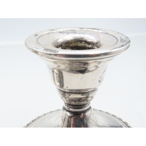 312 - Pair of Silver Turned Pedestal Form Candle Rests Each Approximately 4 Inches Diameter