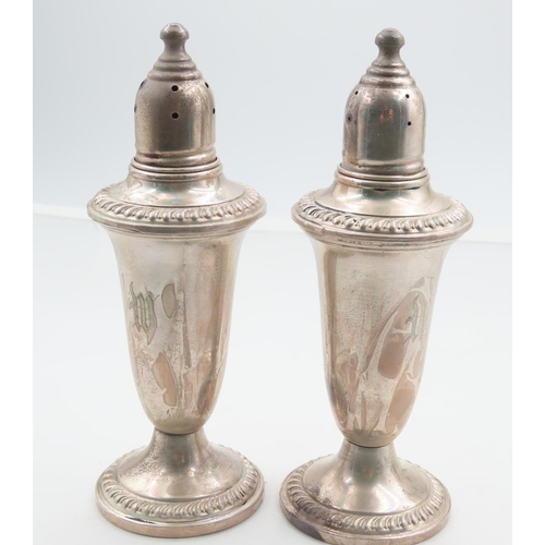 314 - Silver Salt and Pepper Turned Pedestal Form Attractively Detailed Gadrooned Etch Decoration Each App... 