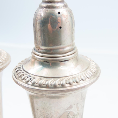 314 - Silver Salt and Pepper Turned Pedestal Form Attractively Detailed Gadrooned Etch Decoration Each App... 