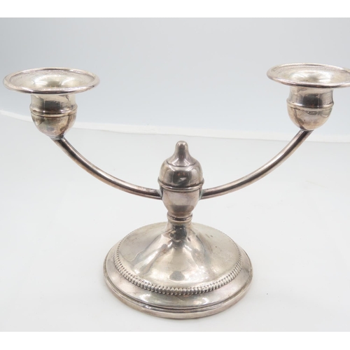 316 - Silver Twin Sconce Table Candelabra Neat Size Approximately 6 Inches Wide x 5 Inches High