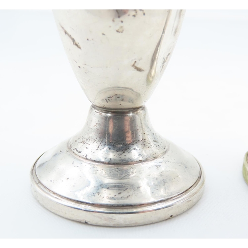 317 - Pair of Silver Salt and Peppers Turned Tapering Pedestal Form Each Approximately 4 Inches High