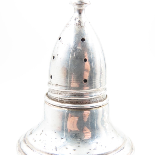 317 - Pair of Silver Salt and Peppers Turned Tapering Pedestal Form Each Approximately 4 Inches High