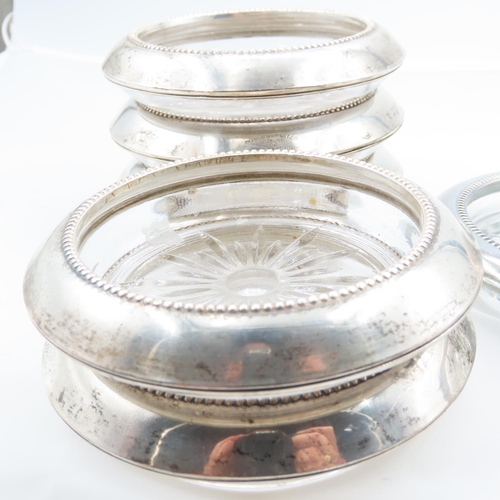 318 - Set of Eight Silver Mounted Cut Crystal Wine Glass Table Coasters