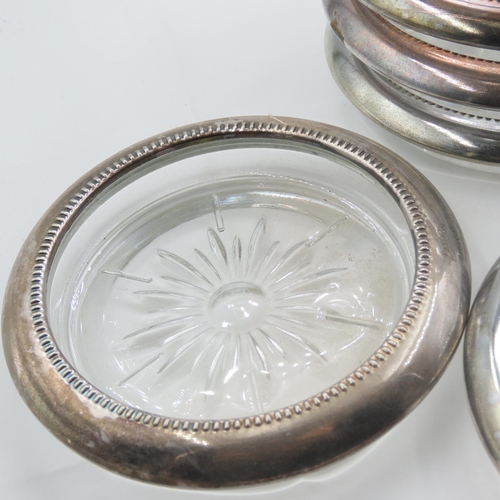 319 - Set of Eight Silver Mounted Cut Crystal Wine Glass Table Coasters