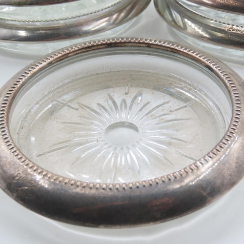 320 - Set of Eight Silver Mounted Cut Crystal Wine Glass Table Coasters