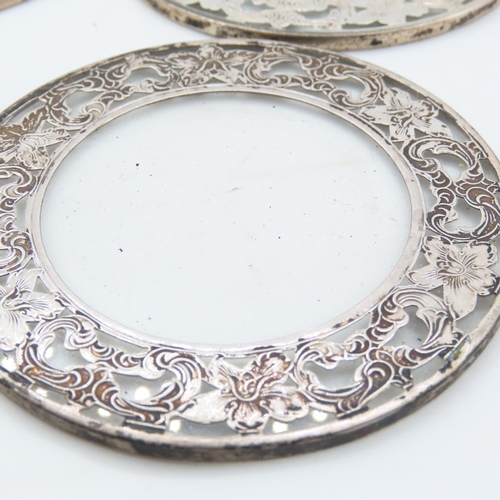 322 - Set of Five Silver Mounted Cut Crystal Circular Form Wine Glass Table Coasters