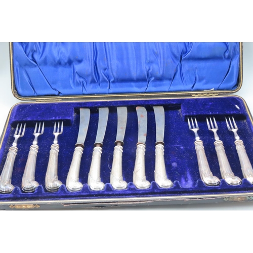 331 - Cased Knife and Fork Set Silver Handled Please Note One Knife Missing