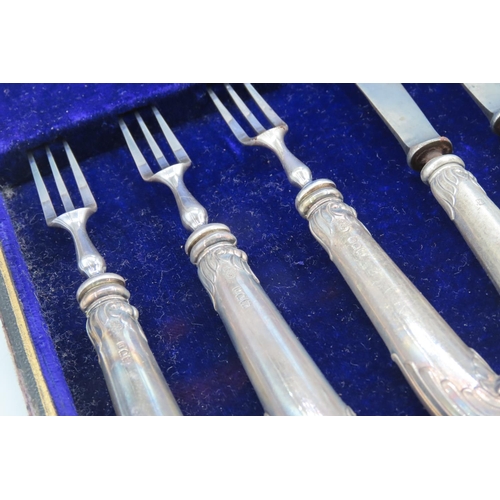 331 - Cased Knife and Fork Set Silver Handled Please Note One Knife Missing