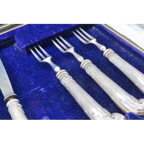 331 - Cased Knife and Fork Set Silver Handled Please Note One Knife Missing