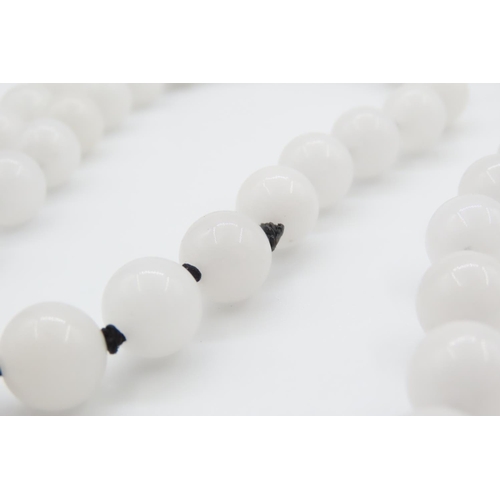 342 - String of Polished Pale Jade Ladies Bead Necklace 70cm Long