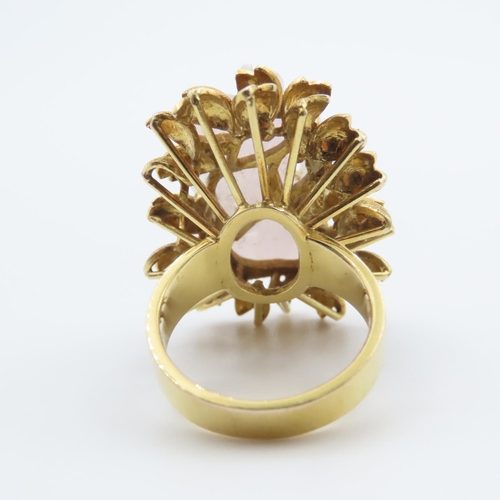 345 - Fourteen Carat Yellow Gold Jade Ring Finely Detailed Size N