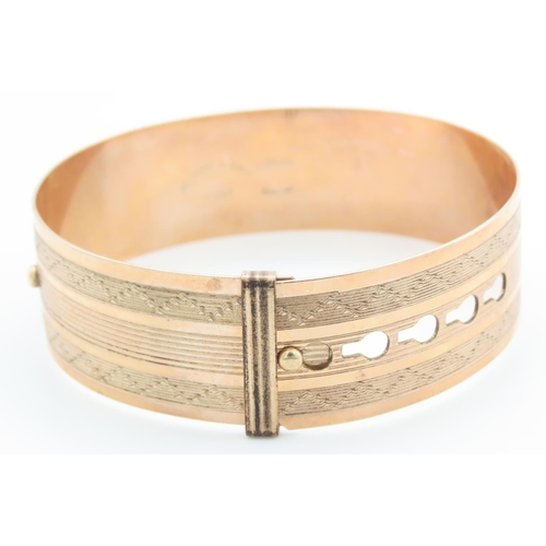 349 - Nine Carat Rose Gold Buckle Motif Bangle