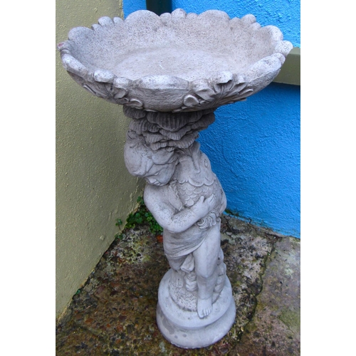 35 - Composite Bird Bath Figural Decoration Approximately 38 Inches High