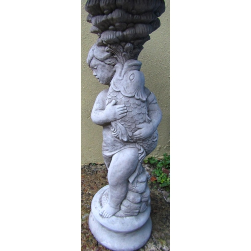 35 - Composite Bird Bath Figural Decoration Approximately 38 Inches High