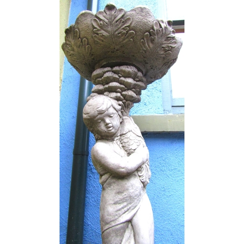 35 - Composite Bird Bath Figural Decoration Approximately 38 Inches High