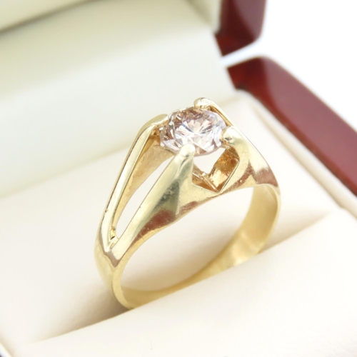 351 - Diamond Solitaire Ring Mounted on Fourteen Carat Yellow Gold Band Four Claw Set Attractively Detaile... 