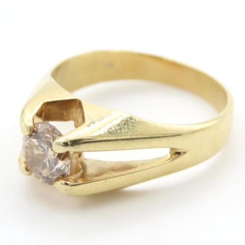 351 - Diamond Solitaire Ring Mounted on Fourteen Carat Yellow Gold Band Four Claw Set Attractively Detaile... 