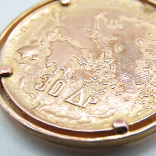 352 - Gilded Silver Coin Mounted in Gold Pendant Approximately 3cm Diameter