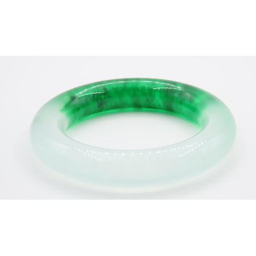 354 - Carved and Polished Jade Spinach Jade Bangle 6cm Inner Diameter