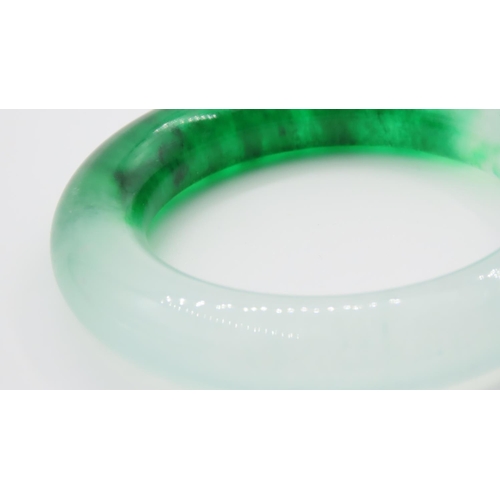 354 - Carved and Polished Jade Spinach Jade Bangle 6cm Inner Diameter