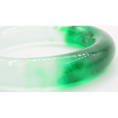 354 - Carved and Polished Jade Spinach Jade Bangle 6cm Inner Diameter