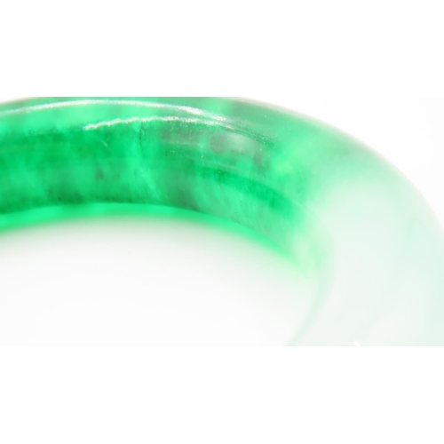 354 - Carved and Polished Jade Spinach Jade Bangle 6cm Inner Diameter