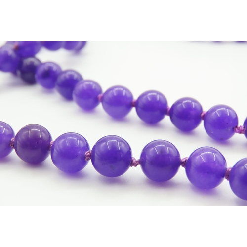 356 - Polished Amethyst Bead Necklace 70cm Long