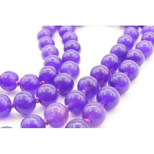 356 - Polished Amethyst Bead Necklace 70cm Long