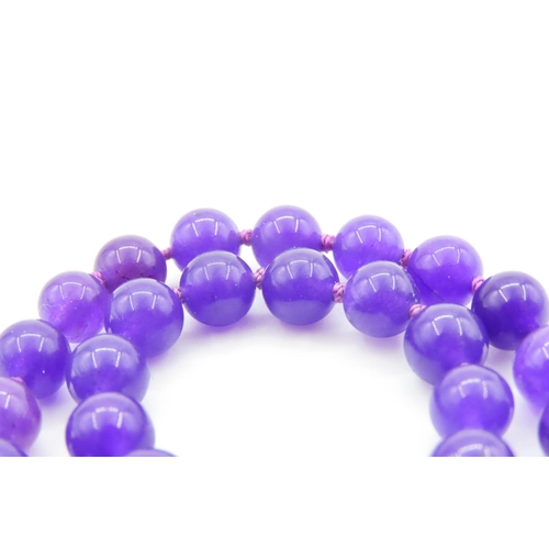 356 - Polished Amethyst Bead Necklace 70cm Long