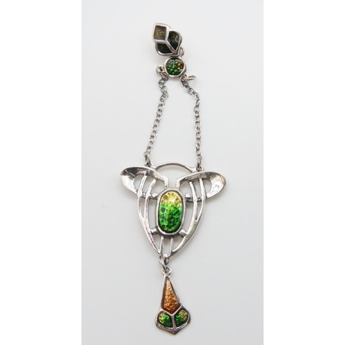 358 - Silver Plaq du Jour Decorated Pendant 8cm Drop