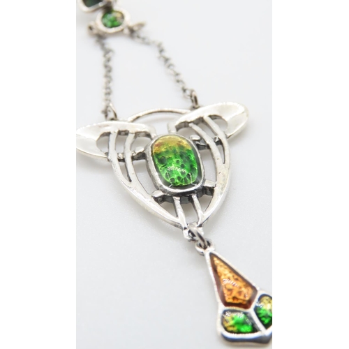 358 - Silver Plaq du Jour Decorated Pendant 8cm Drop