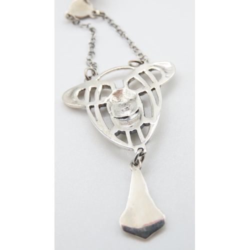 358 - Silver Plaq du Jour Decorated Pendant 8cm Drop