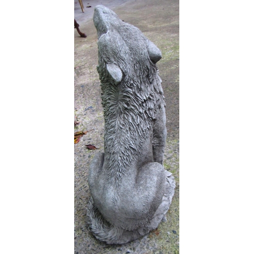 36 - Composite Stone Figure Howling Wolf Approximately 15 Inches High